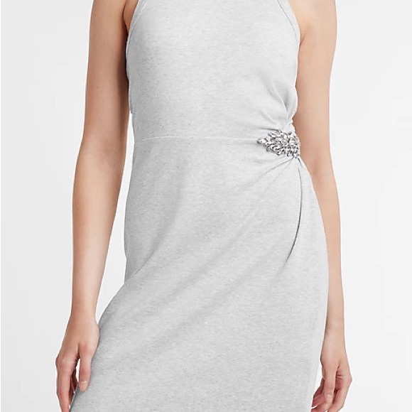 NWT express tank dress sleeveless crystal brooch detail Large petite grey - Picture 4 of 16